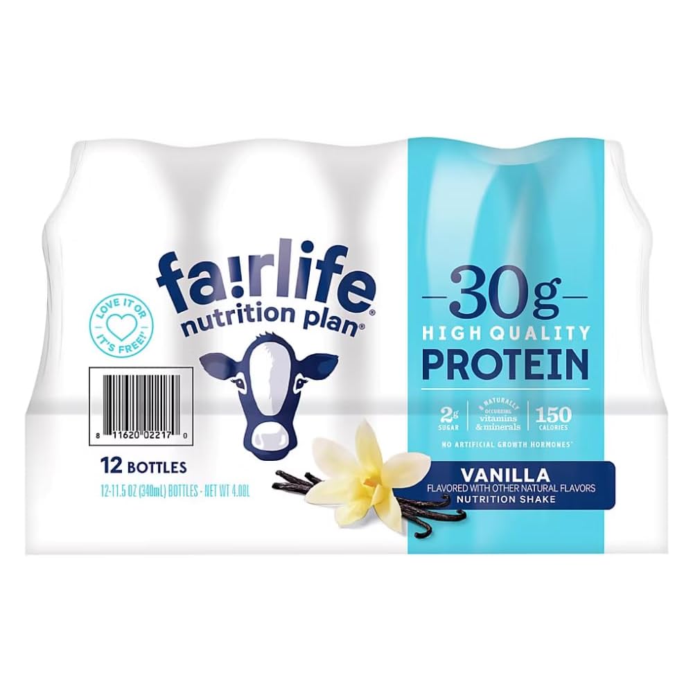 Fair Life Nutrition Plan High Protein Liquid Shake. Vanilla. 11.5 Fl Oz. Pack of 12