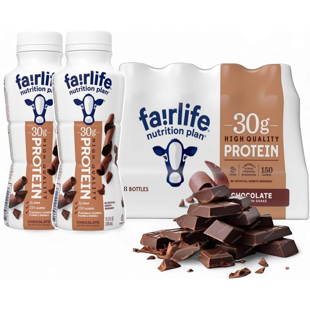 Fairlife Nutrition Plan Protein Shake. Chocolate. 30g. 11.4 fl oz. 8-Pack | Low Sugar. Ready-to-Drink. Muscle Recovery. Custom Bundled by MOOCHI Packaging