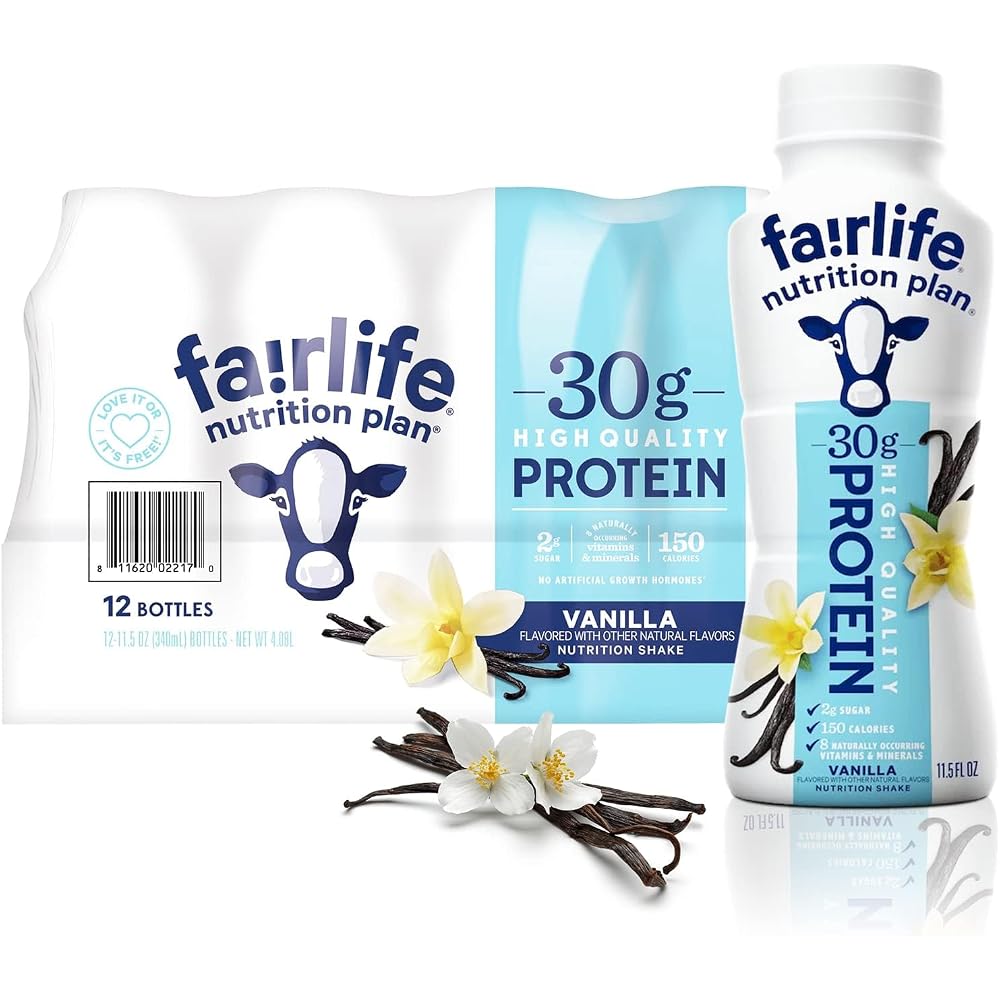 Fair Life Nutrition Plan High Protein Liquid Shake. Vanilla. 11.5 Fl Oz. Pack of 12
