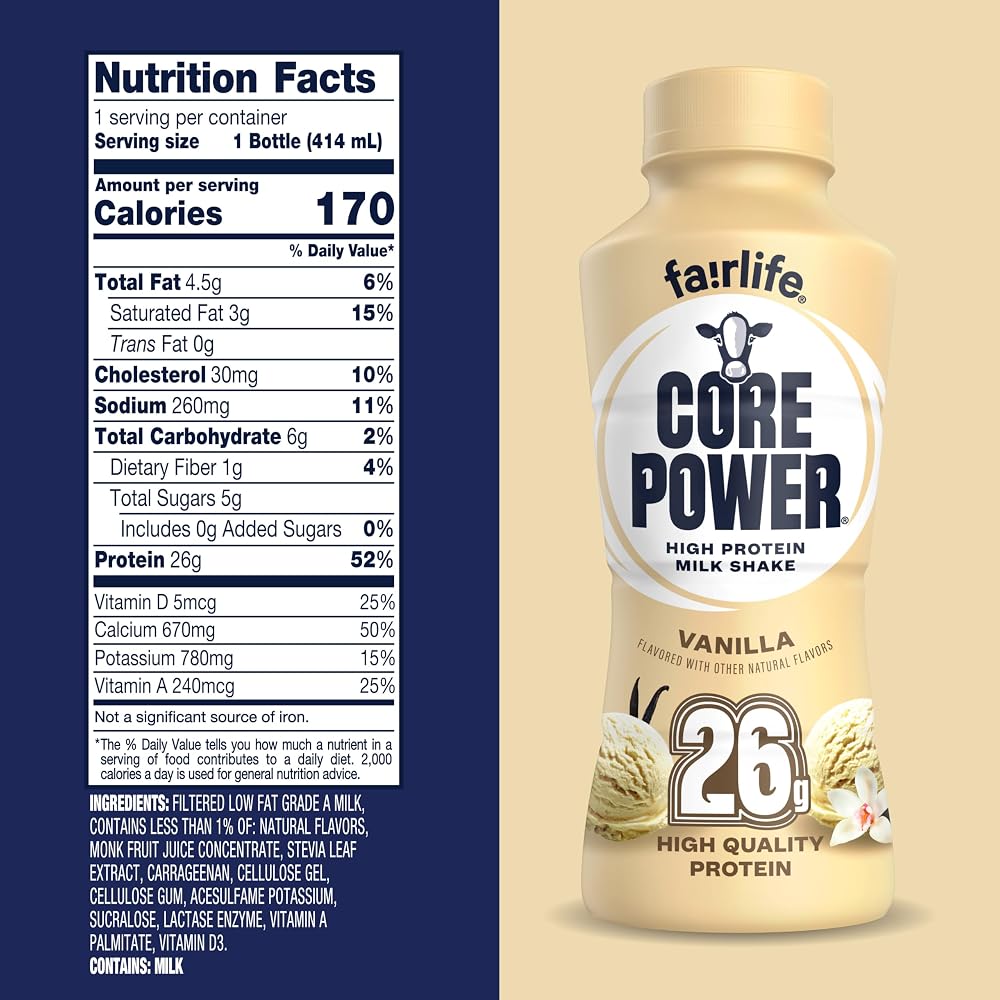Core Power High Protein (26g) Shake. Vanilla. 14 fl oz