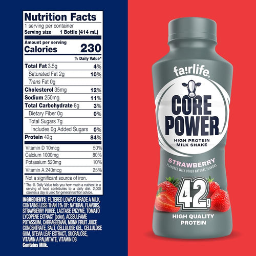 Core Power Elite High Protein Shake. Strawberry. 42g Bottle. 14oz
