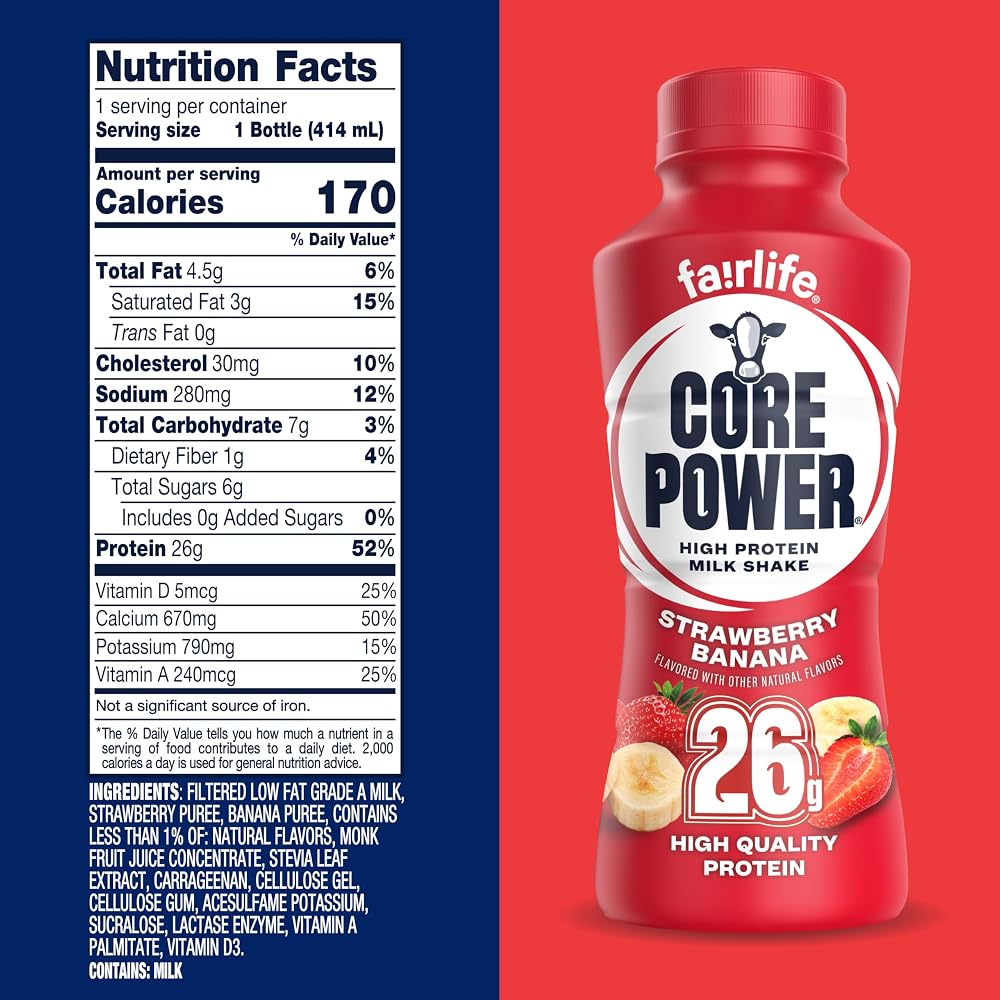 Core Power High Protein (26g) Shake. Strawberry Banana. 14 fl oz